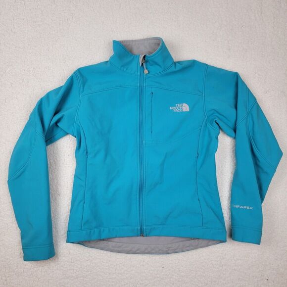 The North Face Womens Softshell Fleece Lined Jacket Full Zip Teal Blue Size S - Picture 1 of 9